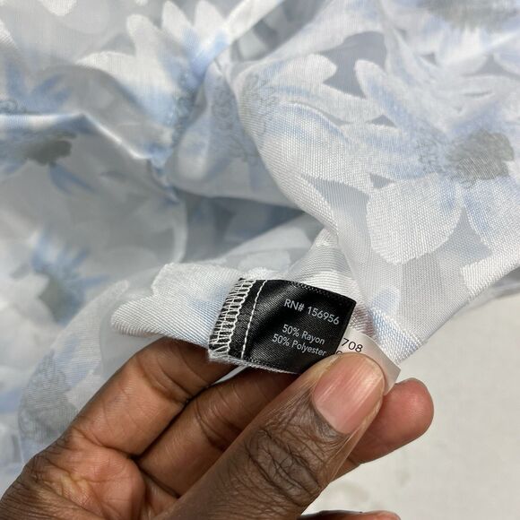 Boston Proper Floral Blouse Puff Sleeve Button Down Romantic Top Cottagecore L - Picture 9 of 12